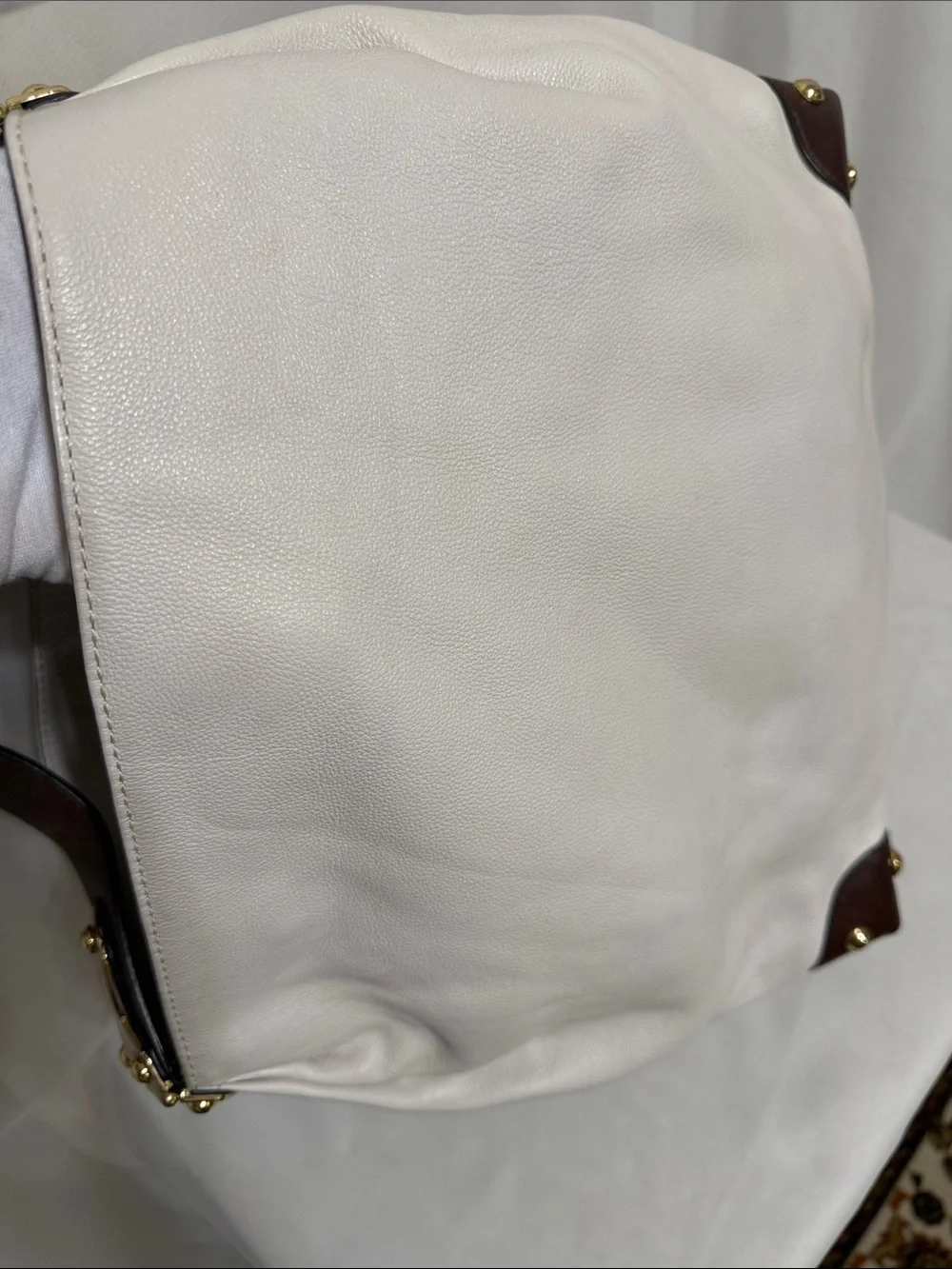 Michael Kors Joplin Leather Hobo In Brown/Cream